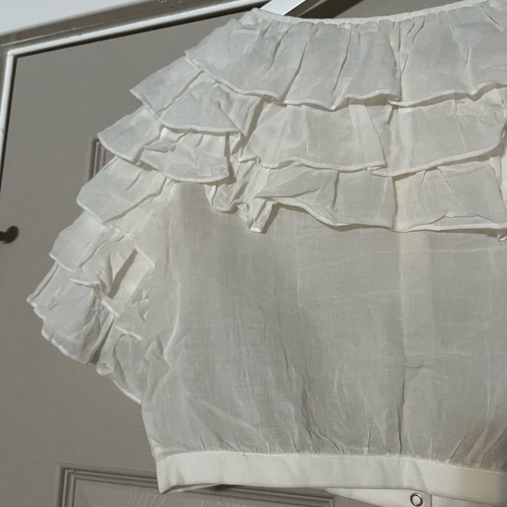 H&M Sheer White Ruffled Blouse - Picture 3 of 6